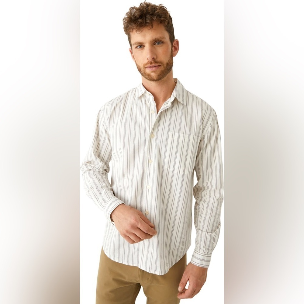 NWT FRANK AND OAK Kapok Button-up Striped Poplin Shirt - *still in package* NEW
